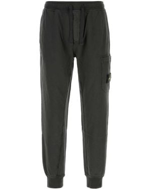 Stone Island Charcoal Cotton Sweatpants - Black