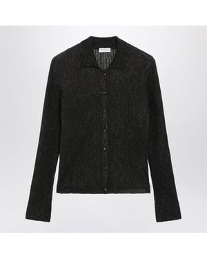 Brunello Cucinelli Sparkling Ribbed Silk Blend Cardigan - Black