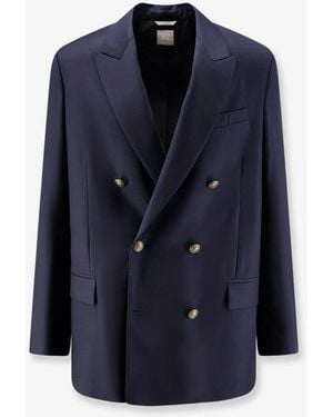 Dior Dior Double-Breasted Virgin Wool Blazer - Blue