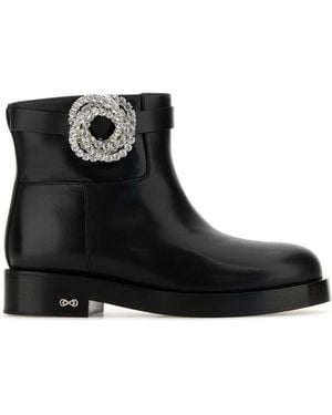 Mach & Mach Mach&Mach Leather Galaxy Ankle Boots - Black