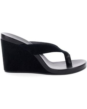 Phoebe Philo Round Leather Wedge Sandals - Blue