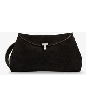 TOTEME T-Lock Suede Handbag - Black