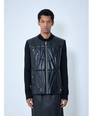 Moncler Rick Owens Geocamo Flight Leather Hooded Gilet - Blue