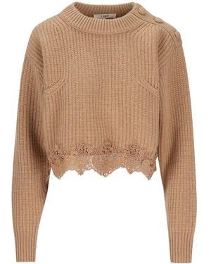 Chloé Pullover Corto Con Collo A Lupetto - Natural