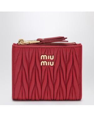 Miu Miu Small Quilted Nappa Wallet - Red