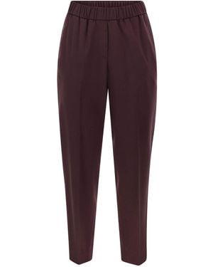 Peserico Virgin Wool Pants With Elasticated Waistband - Purple