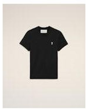 Ami Paris Tshirt With Contrasted Ami De Coeur - Black