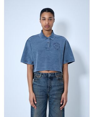 Alexander Wang Cropped Piqué Polo T-Shirt - Blue