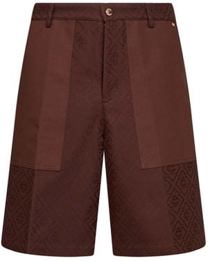 CASABLANCA Dark Cotton Monogram Cargo Shorts - Purple