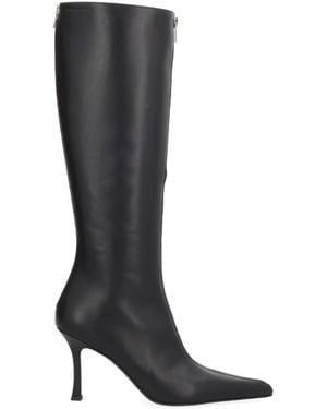 Alexander Wang Pointed-Toe Knee-High Leather Boots - Black