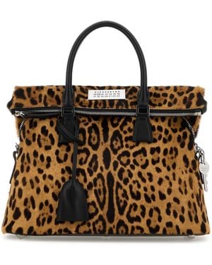 Maison Margiela Printed Calf Hair Medium 5ac Handbag - Multicolor