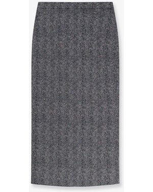 Givenchy Herringbone Motif Cotton Skirt - Gray