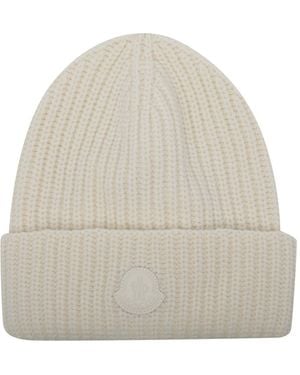 Moncler Logo Patch Beanie - Natural