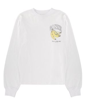 Ganni Sweatshirt With Logo - White