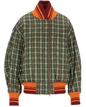 Dries Van Noten Valdi Oversized Seersucker Bomber - Green