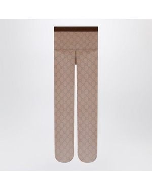 Gucci Nylon Tights With Gg Print - Brown