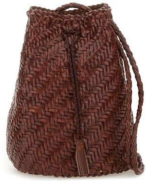 Dragon Diffusion Buff Leather Crossbody Bag - Brown