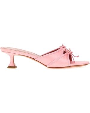 AMINA MUADDI Satin Eleonora Mules - Pink