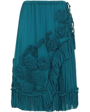 Dries Van Noten Sammy Bis Viscose Midi Skirt - Blue
