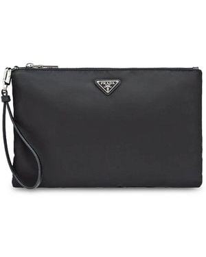 Prada Re-Nylon And Saffiano Pouch - Black