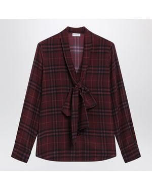 Burberry Check Silk Shirt - Purple