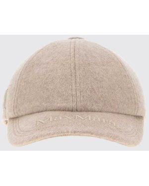Max Mara Tonal Embroidered-Logo Cashmere Baseball Cap With Rigid Visor - Natural