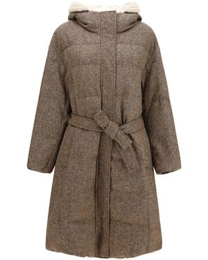 Brunello Cucinelli Long Padded Coat Marrone - Natural