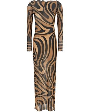 PUCCI Emilio 'Marmo' Print Tulle Dress - Metallic