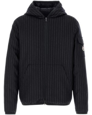 Moncler Embroidered Stretch Wool Reversible Ceze Down Jacket - Blue