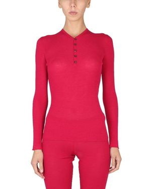 DSquared² Ribbed V-Neck Slim Fit Shirt - Red