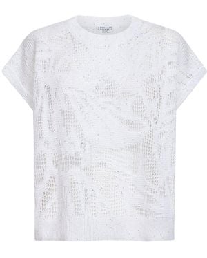 Brunello Cucinelli Knit Dazzling Water Lillies T-Shirt - White