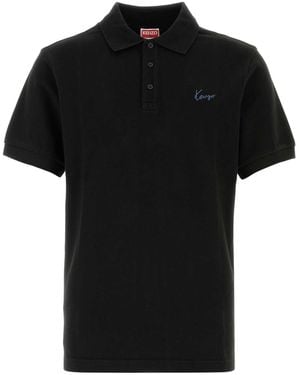 KENZO Solid Shirt Collar Polo - Black