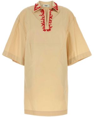 Fendi Pastel Poplin Dress - White