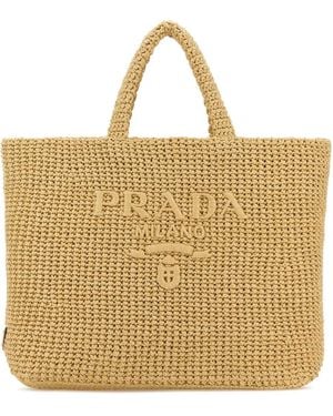 Prada Raffia Shopping Bag - Natural