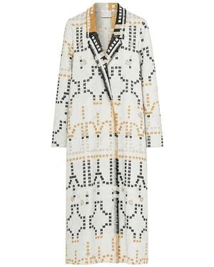 forte_forte Long Embroidered Jacquard Coat - White