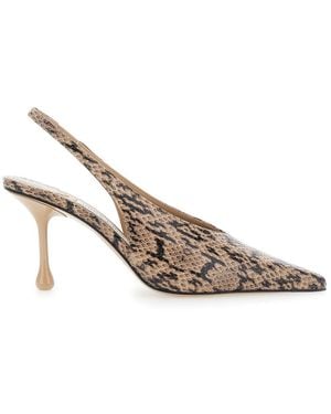 Jimmy Choo 'Isa' Slingback Pumps With Snakeskin Print Effect - Metallic