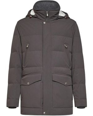 Brunello Cucinelli Hooded Down Jacket - Gray