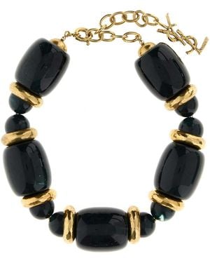 Saint Laurent Two-Tone Resin And Metal Necklace - Black