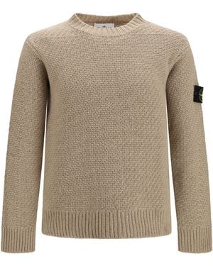 Stone Island Loose Crewneck Sweater Biscuit Melange - Natural