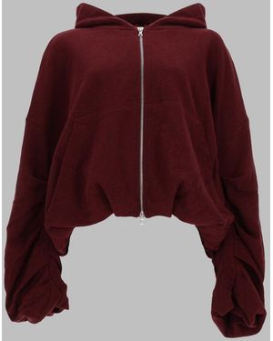 Dries Van Noten Cropped Zip-Up Hooded Sweatshirt - Red