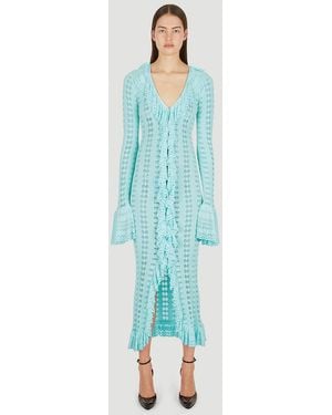Blumarine Pointelle Knit Frilled Dress - Blue