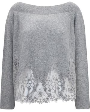 Ermano Scervino Ermanno Scervino Boat Neck Lace Sweater - Gray