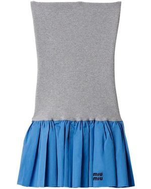 Miu Miu Miumiu Poplin And Jersey Miniskirt - Blue