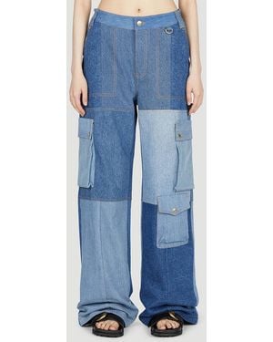 Marine Serre Panel Cargo Jeans - Blue