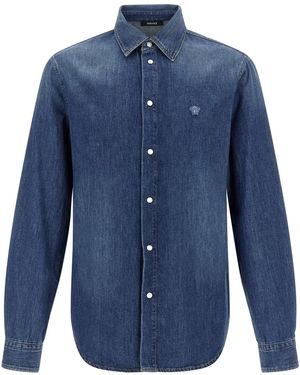 Versace 'Medusa' Patch Shirt - Blue