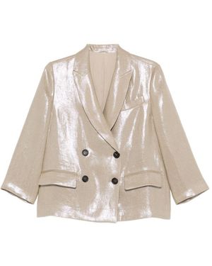 Brunello Cucinelli Linen Double-Breasted Jacket - Natural