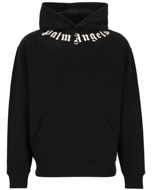 Palm Angels Neck Logo Hoodie - Black