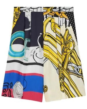 Celine Printed Silk Twill Shorts - White