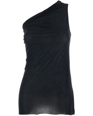 Rick Owens Top Athena With Asymmetrical Design - Black