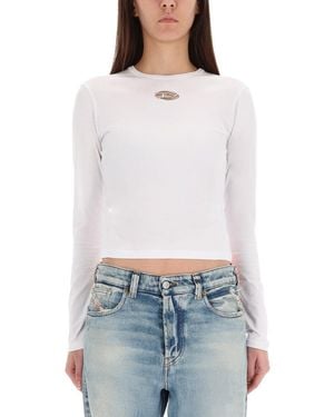 DIESEL Solid Round Neck T-Shirt - White